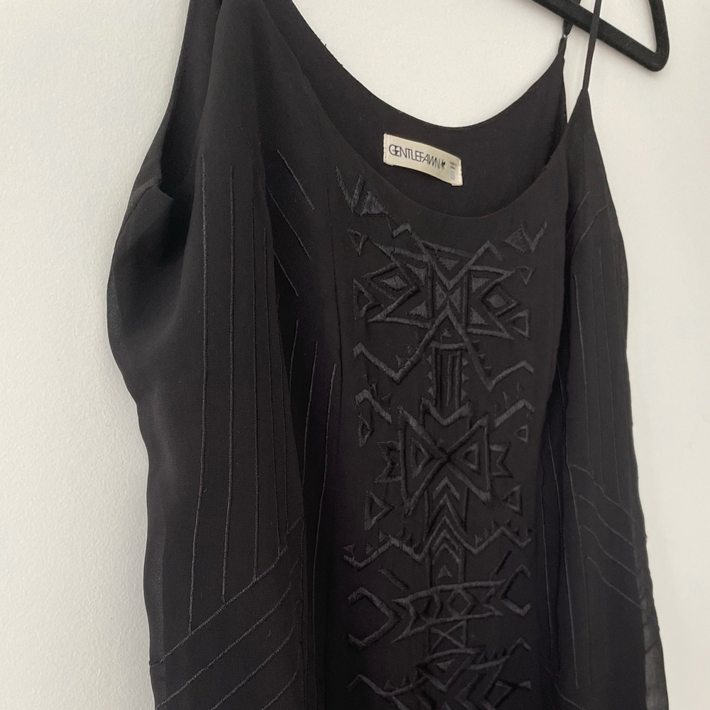 Gentle Fawn embroidered black dress